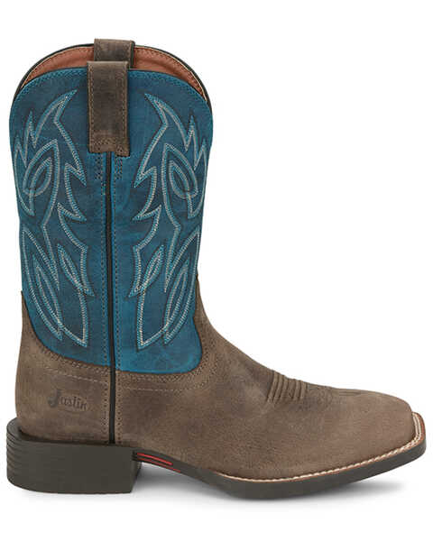Image #2 - Justin Men's Canter Western Boots - Broad Square Toe, Grey, hi-res