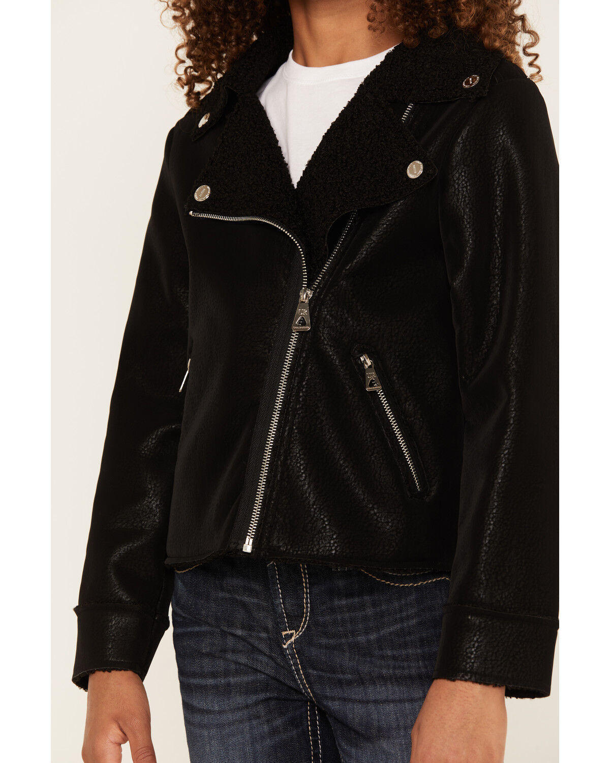 Image #3 - Urban Republic Little Girls' Bonded Moto Jacket - Youth, Black, hi-res