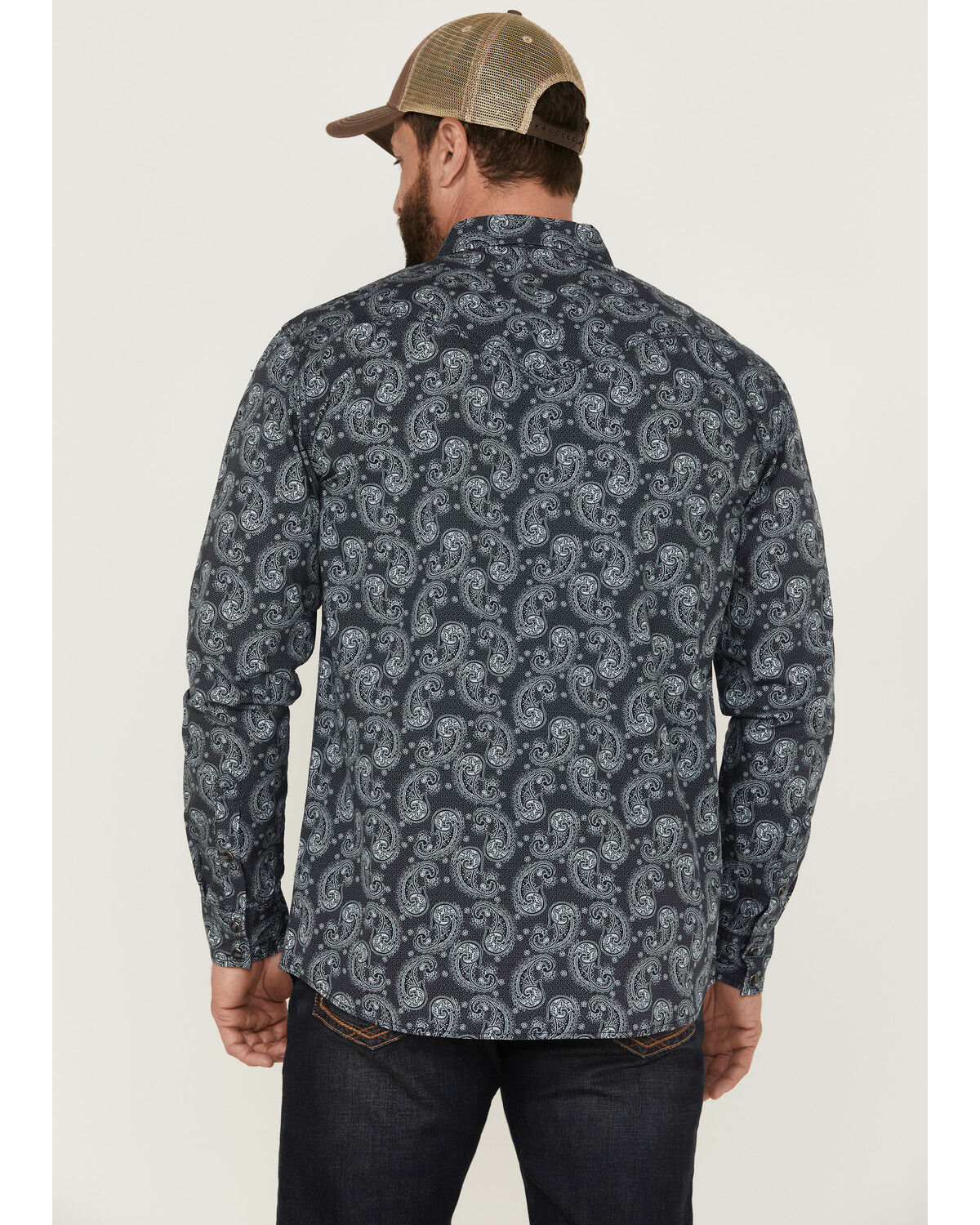 Image #4 - Moonshine Spirit Men's Amusement Large Paisley Print Long Sleeve Western Shirt, Navy, hi-res