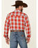 Wrangler Retro Premium Men's Large Plaid Print Long Sleeve Snap Western Shirt , Red, hi-res