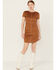 Image #1 - Panhandle Women's Faux Suede Studded Short Sleeve Mini Dress, Tan, hi-res