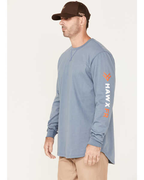 Image #2 - Hawx Men's FR Logo Long Sleeve Work T-Shirt - Big & Tall , Blue, hi-res