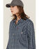 Image #2 - Ariat Women's FR Angeles Plaid Print Long Sleeve Button-Down Work Shirt, Navy, hi-res