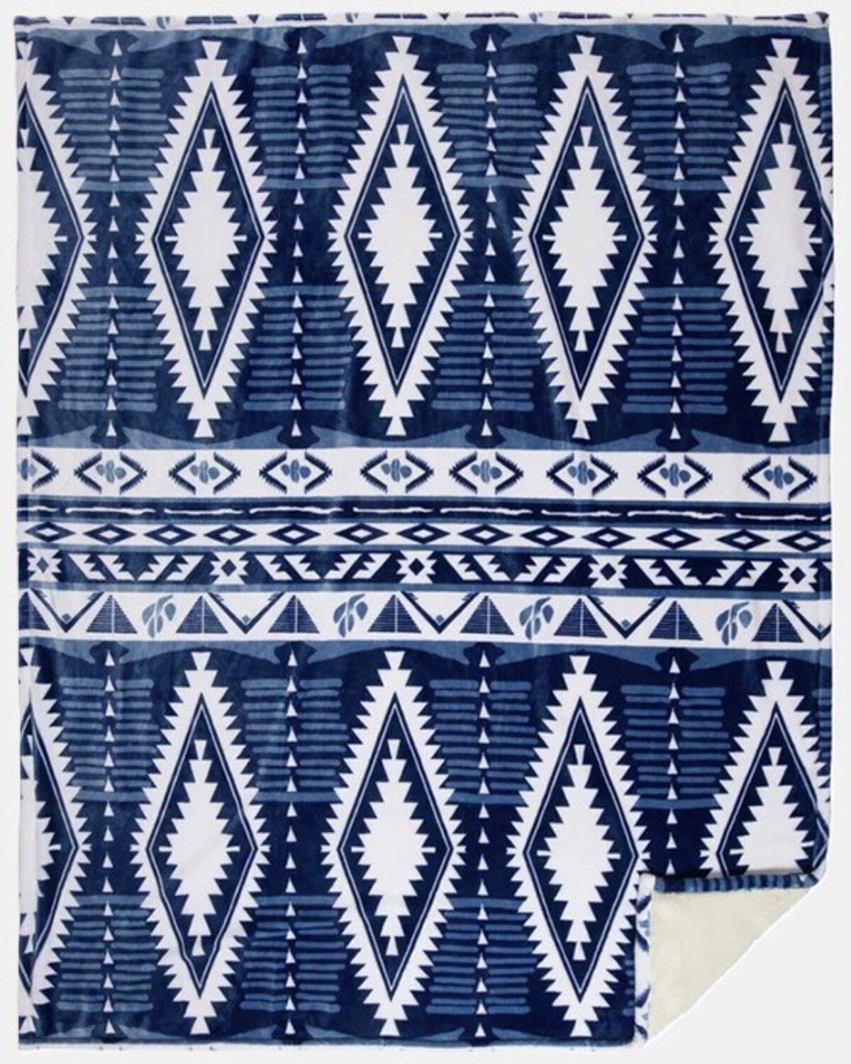 Image #2 - Carstens Home Blue Ridge Plush Sherpa Throw Blanket, Blue, hi-res