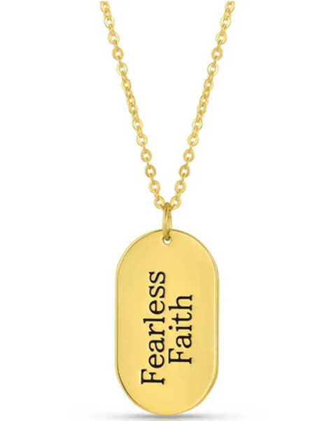Montana Silversmiths Women's Fearless Faith Rounded Dog Tag Necklace, Silver, hi-res