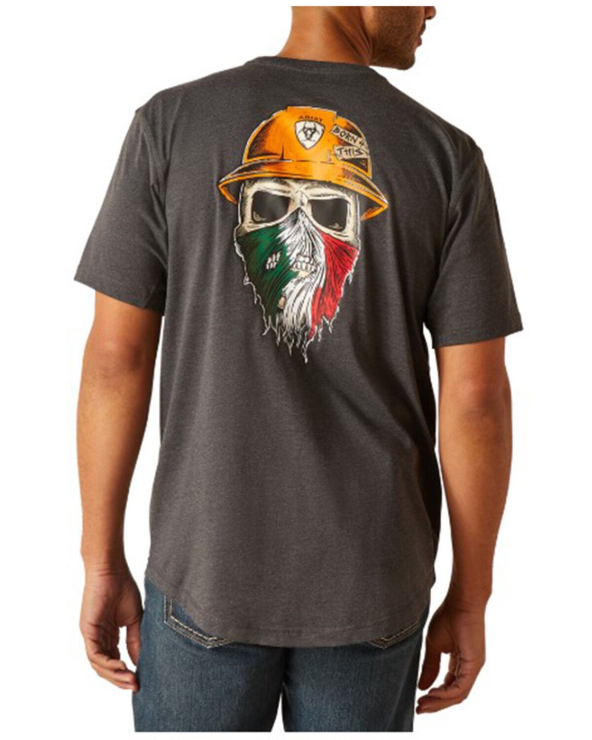Ariat Men's Born Rebar Workman Short Sleeve Graphic T-Shirt, Charcoal, hi-res