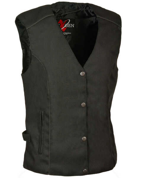 Image #2 - Milwaukee Leather Women's Stud & Wing Embroidered Vest - 3X, Black/purple, hi-res