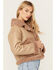 Image #2 - Cleo + Wolf Women's Reversible Sherpa Trimmed Moto Jacket, Taupe, hi-res