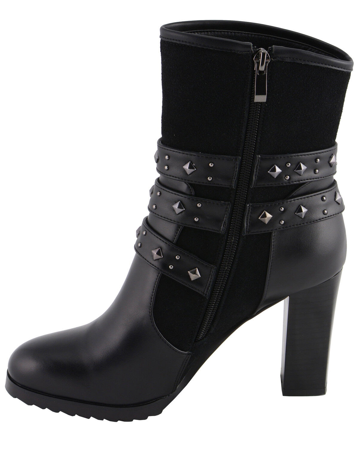 Image #4 - Milwaukee Leather Women's Block Heel Triple Strap Riding Boots - Round Toe, Black, hi-res