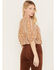 Image #4 - Wrangler Retro Women's Floral Striped Peasant Top, Brown, hi-res