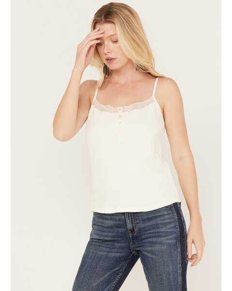 Image #1 - Idyllwind Women's Ella Texture Cable Tank Top, Ivory, hi-res