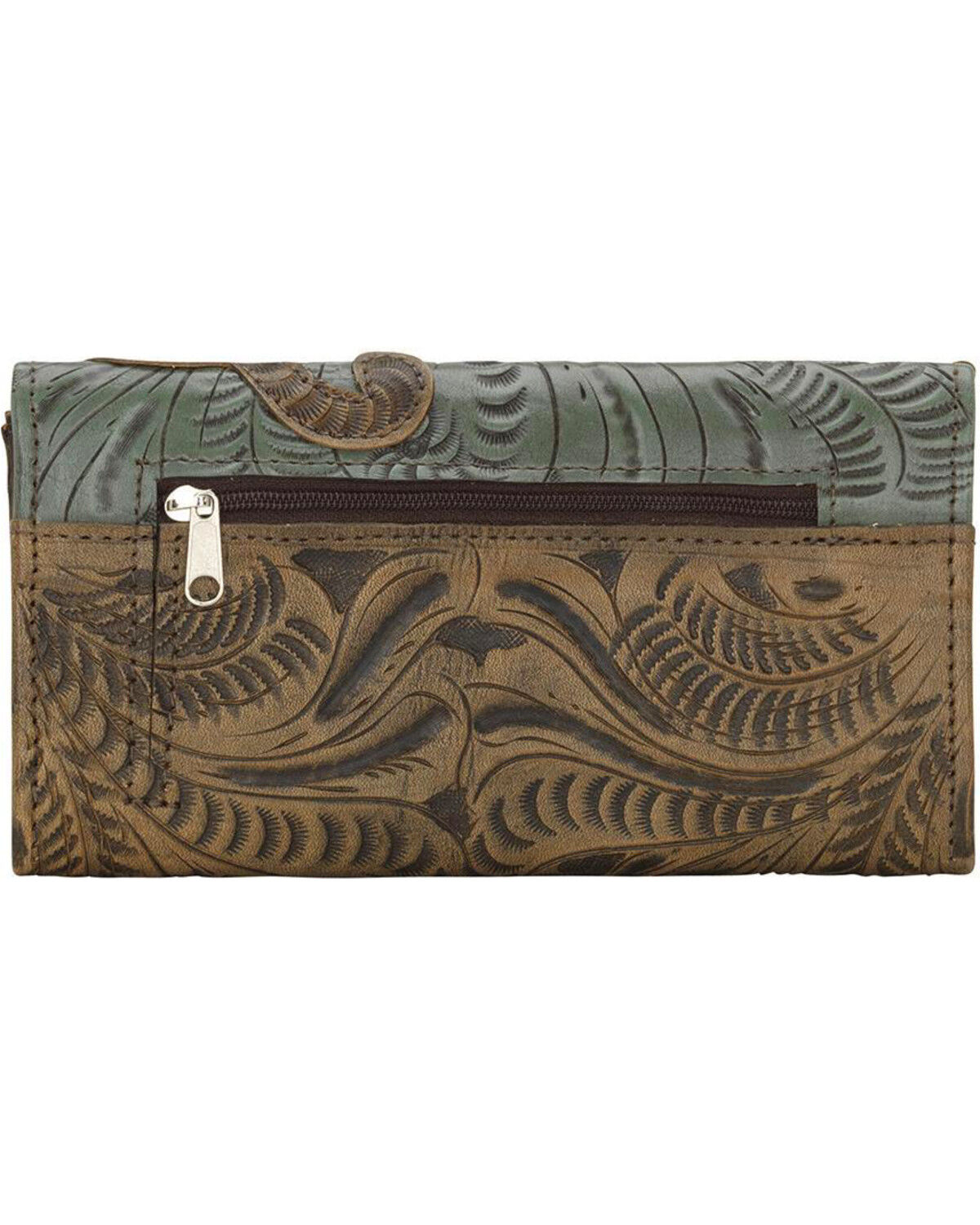 Image #3 - American West Women's Hand Tooled Tri-Fold Wallet, Distressed Brown, hi-res