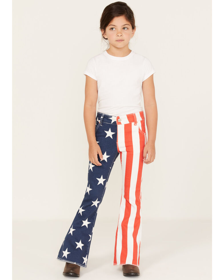 Ranch Dress'n Girls' American Flag Super Flare Jeans, Red/white/blue, hi-res