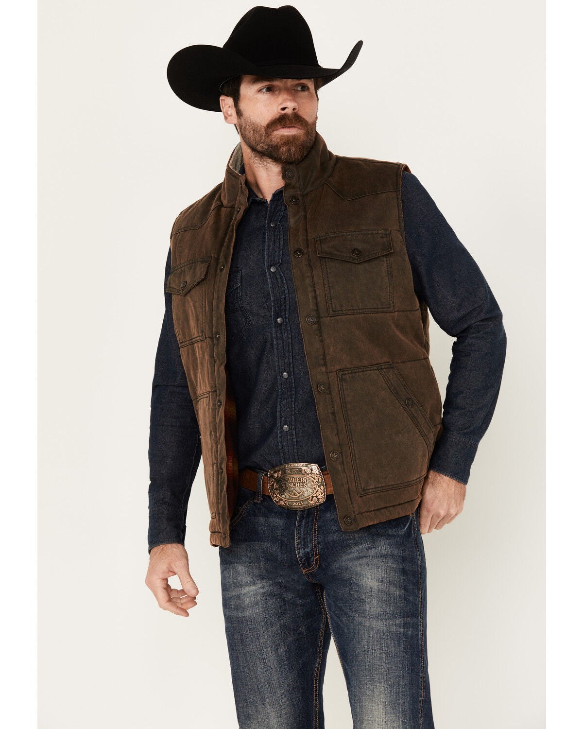 Cody James Men's Oil Slick Snap Vest - Tall, Brown, hi-res