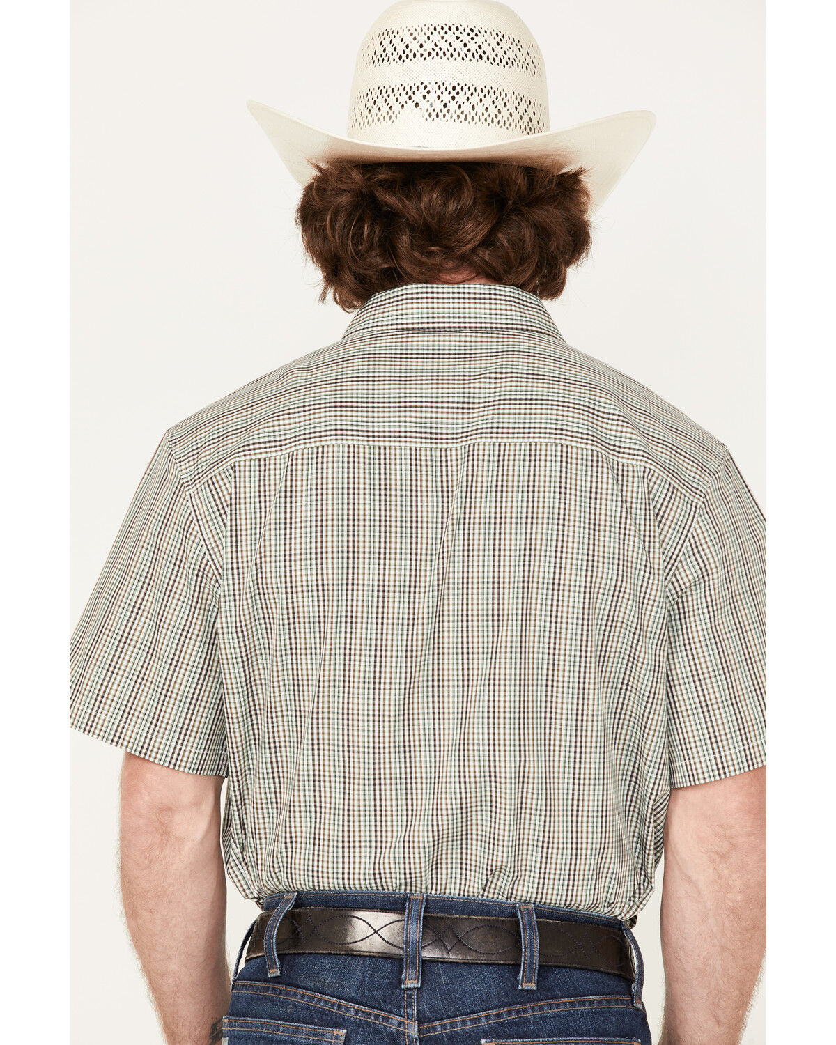 Image #4 - Gibson Men's Cedar Small Plaid Button-Down Western Shirt, Cream, hi-res