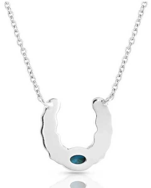 Image #2 - Montana Silversmiths Women's Not Shy Turquoise Horseshoe Necklace, Silver, hi-res