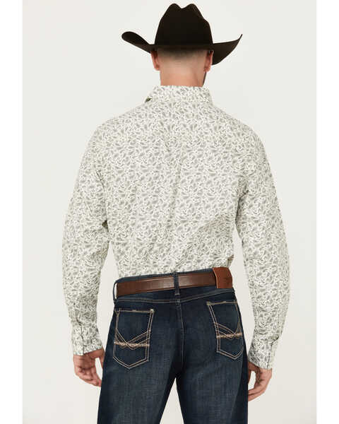 Image #4 - Wrangler Retro Men's Premium Paisley Print Long Sleeve Button-Down Western Shirt - Tall , White, hi-res