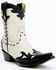 Image #1 - Planet Cowboy Women's Wingtip Leather Western Boot - Snip Toe, Cream/black, hi-res