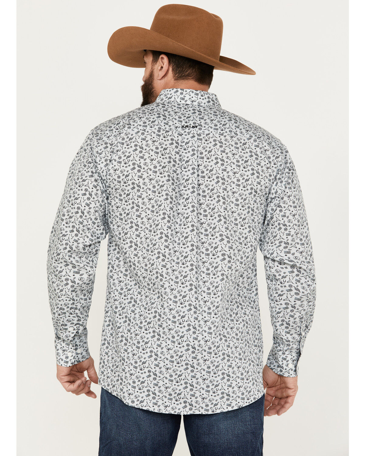 Image #4 - Ariat Men's Fortune Classic Fit Button Down Long Sleeve Western Shirt, Grey, hi-res