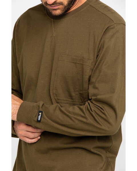 Image #4 - Hawx Men's Olive Long Sleeve Work Pocket T-Shirt - Tall , Olive, hi-res