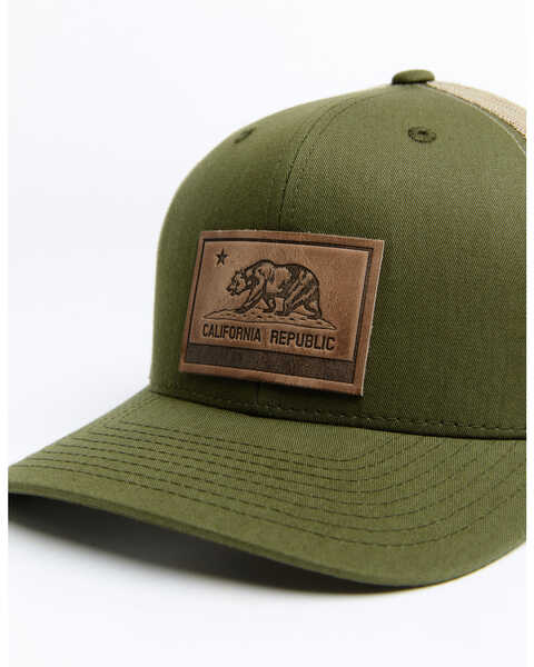 Range Leather Men's Moss & Kkaki California State Patch Mesh-Back Ball Cap , Olive, hi-res