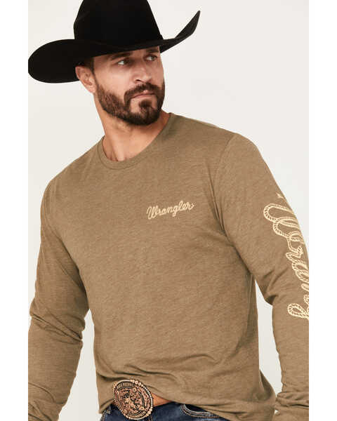 Image #2 - Wrangler Men's Logo Long Sleeve Graphic T-Shirt, Olive, hi-res
