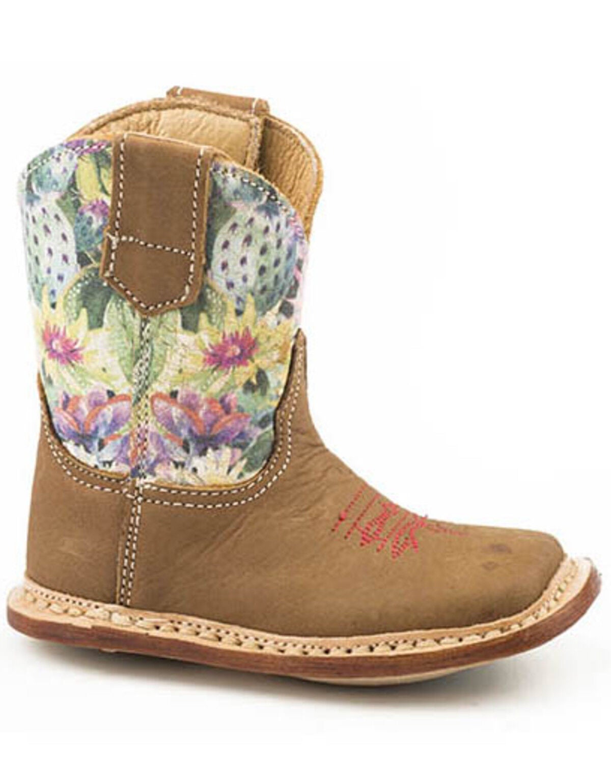 Roper Toddler Girls' Cactus Western Boots - Square Toe, Tan, hi-res