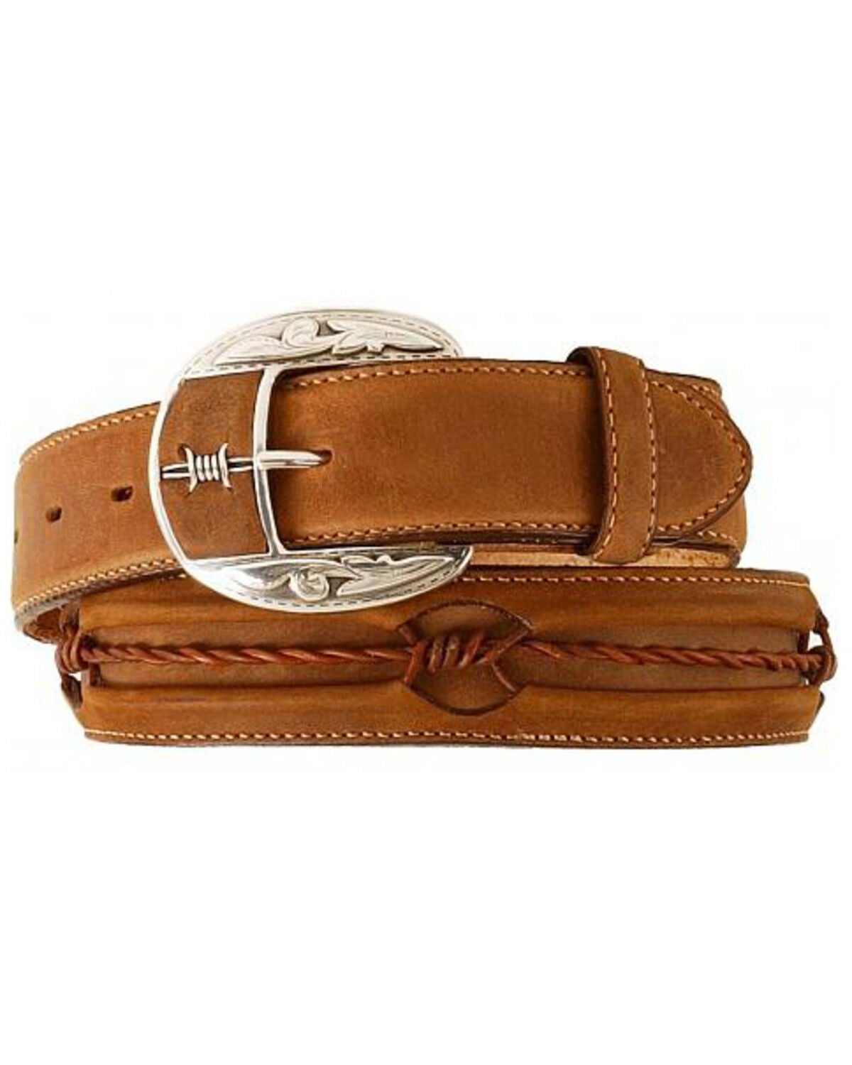 Justin Barbed Wire Belt, Brown, hi-res