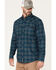 Cody James Men's FR Plaid Print Long Sleeve Snap Work Shirt , Navy, hi-res