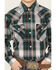 Image #3 - Ely Walker Boys' Plaid Print Long Sleeve Pearl Snap Western Shirt, Green, hi-res