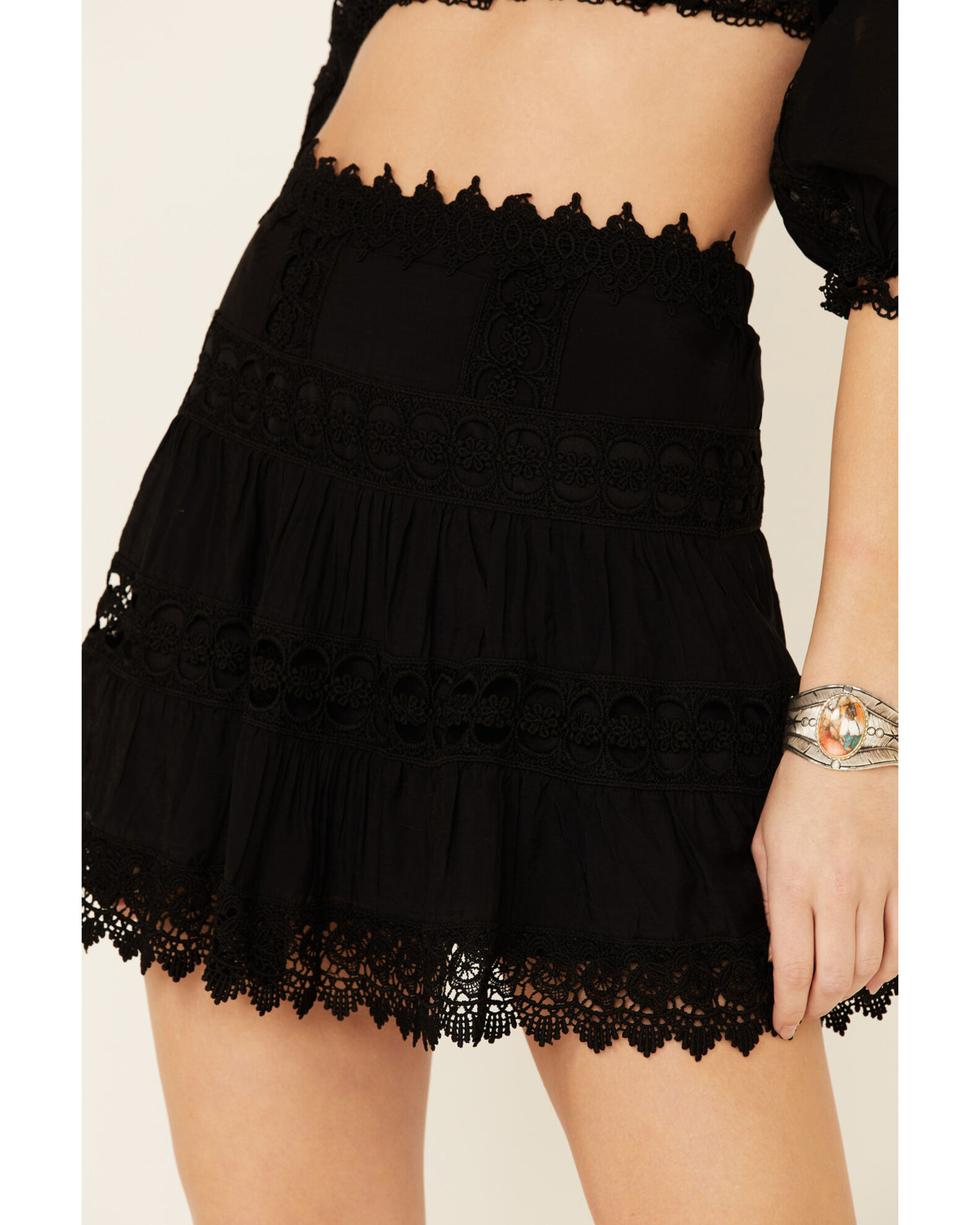 Revel Women s Crochet Inset Mini Skirt Sheplers