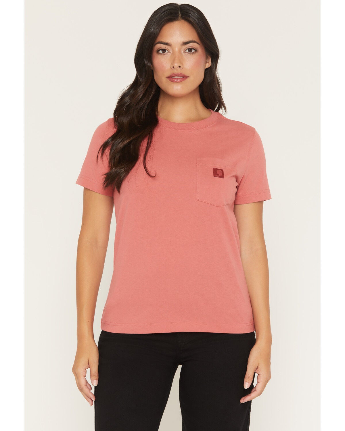 Carhartt Women's Relaxed Fit Lightweight Short Sleeve Pocket Work Tee, Red, hi-res