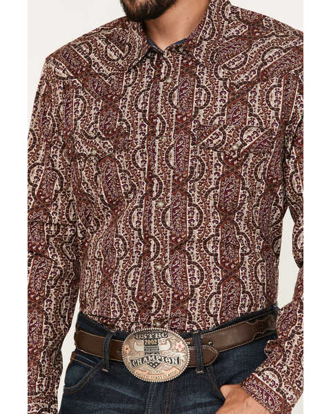 Image #3 - Moonshine Spirit Men's Sundays Best Paisley Stripe Snap Western Shirt , Rust Copper, hi-res
