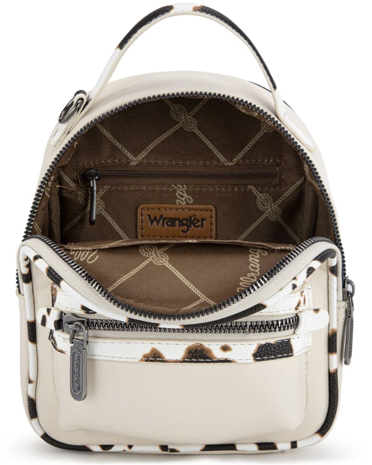 Image #4 - Wrangler Women's Cow Print Trim Mini Backpack with Coin Pouch, Tan, hi-res