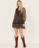 Idyllwind Women's Susie Ditsy Floral Print Long Sleeve Dress, Dark Brown, hi-res