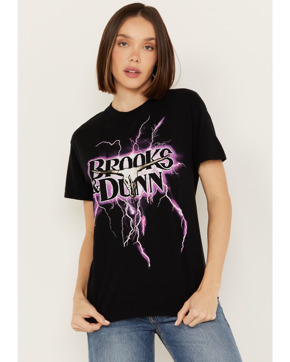 Merch Traffic Women's Brooks & Dunn Lightning Short Sleeve Graphic Tee, Black, hi-res