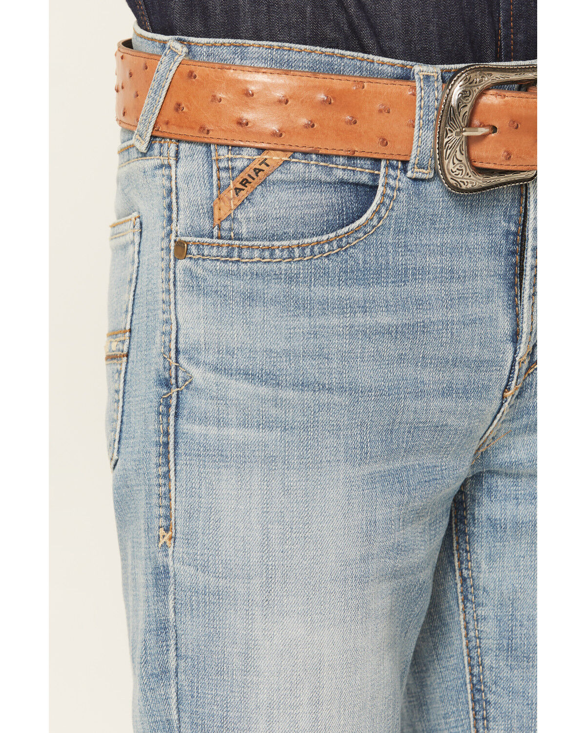 Image #2 - Ariat Boys' B4 Jones Light Wash Relaxed Bootcut Stretch Denim Jeans, Light Wash, hi-res