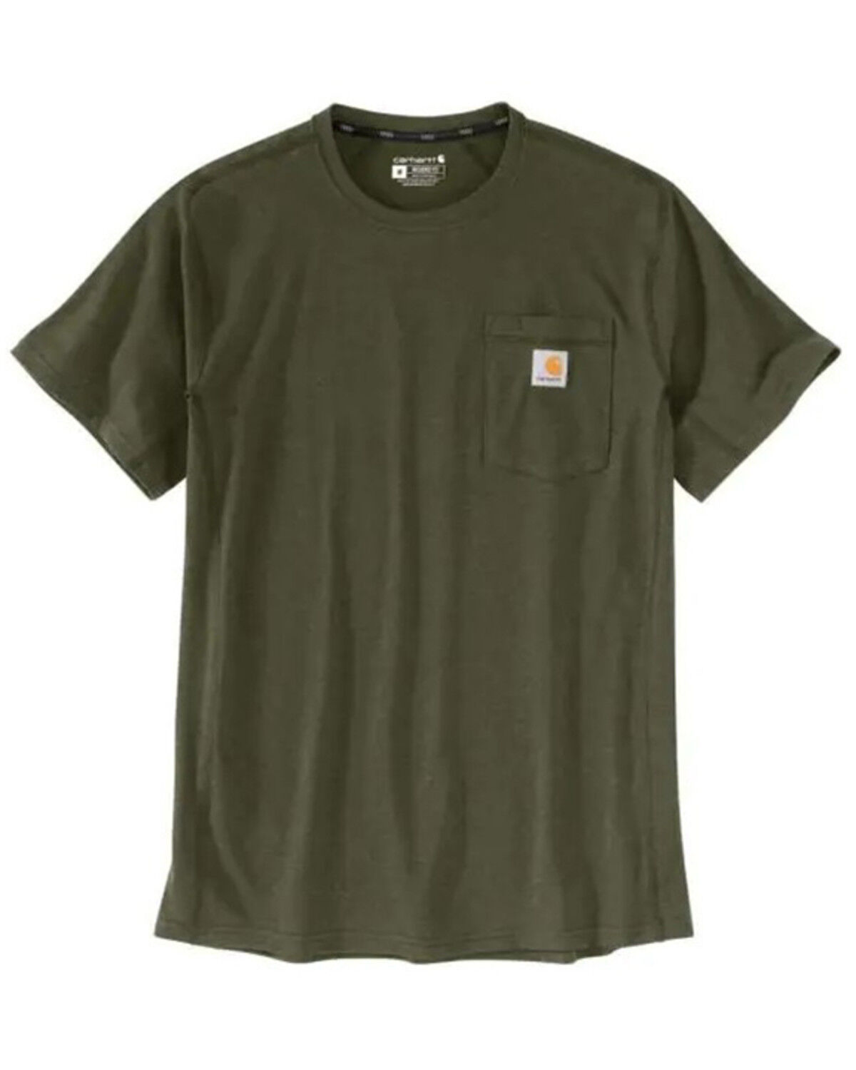 Image #1 - Carhartt Men's Force Relaxed Midweight Logo Pocket Work T-Shirt - Big, Green, hi-res