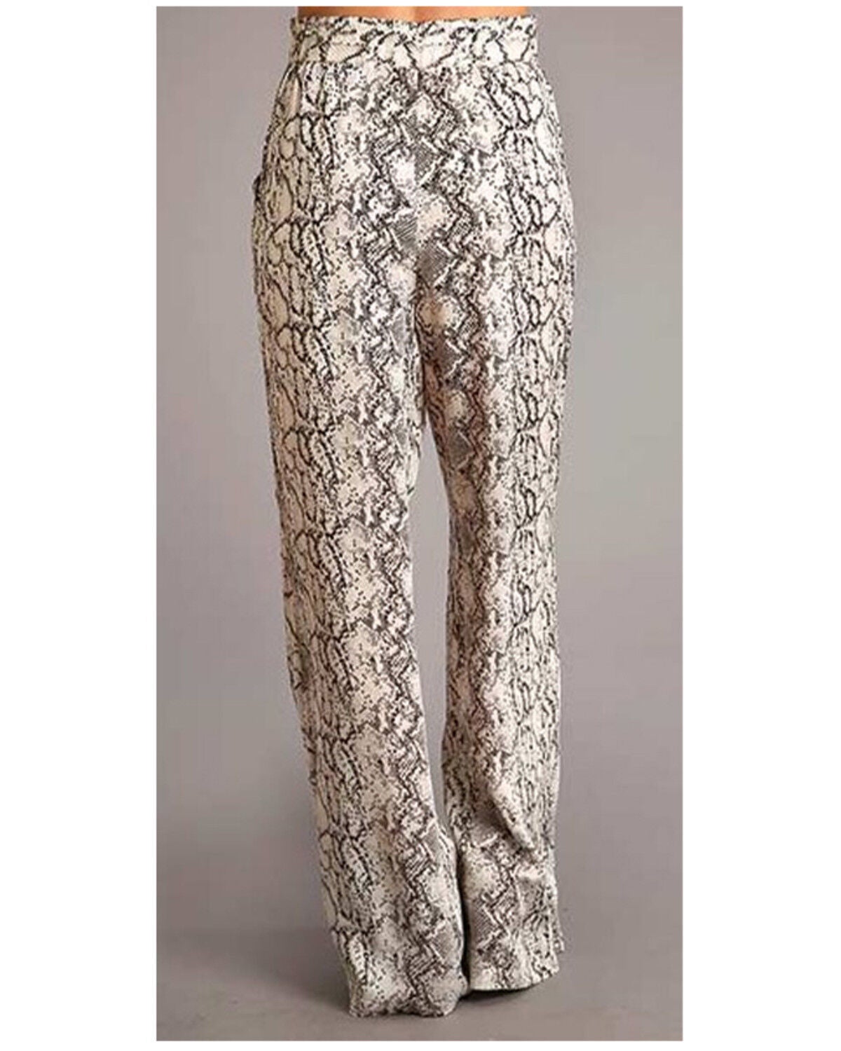 Ivory Snake Print Wide Leg Pants | Sheplers