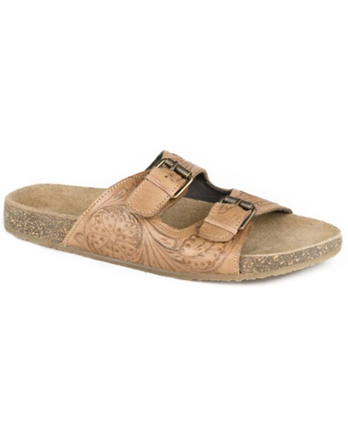 Roper Women's Desiree Tooled Sandals, Tan, hi-res