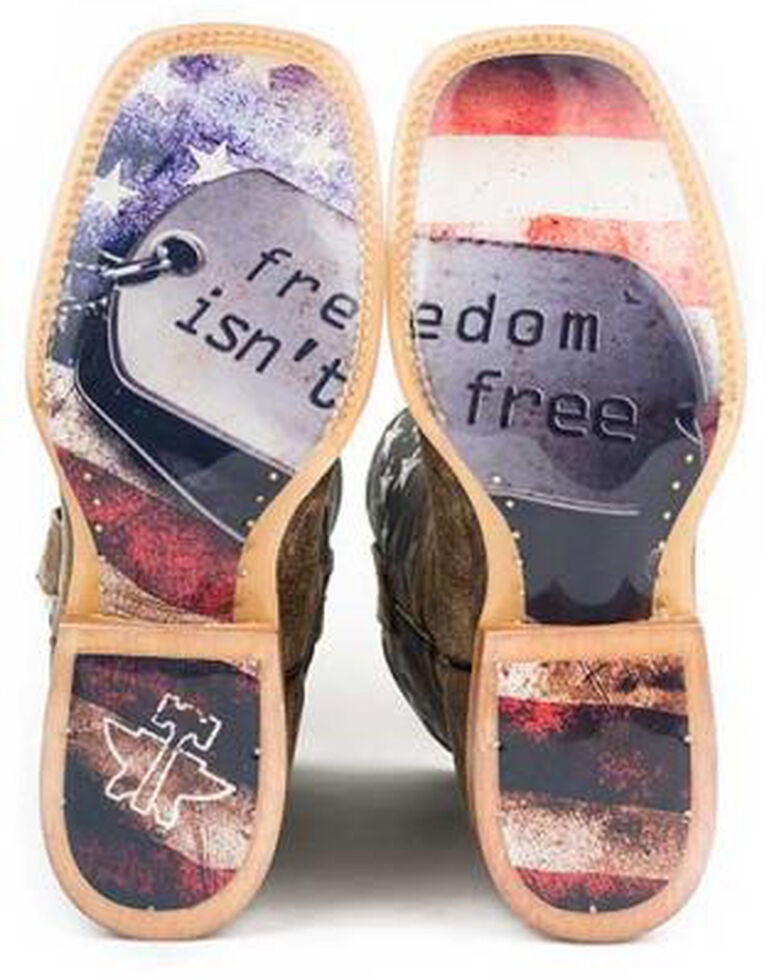 Tin Haul American Flag Dogtag Cowboy Boots Square Toe Sheplers