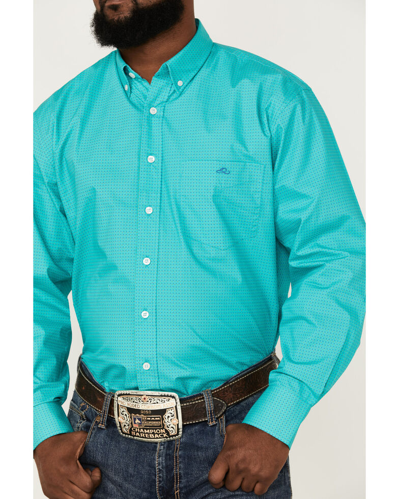 Resistol Men's Turquoise Medley Diamond Geo Print Long Sleeve Button-Down Western Shirt , Turquoise, hi-res