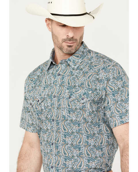 Image #2 - Cody James Men's Crazy Days Paisley Print Short Sleeve Western Snap Shirt, Green, hi-res