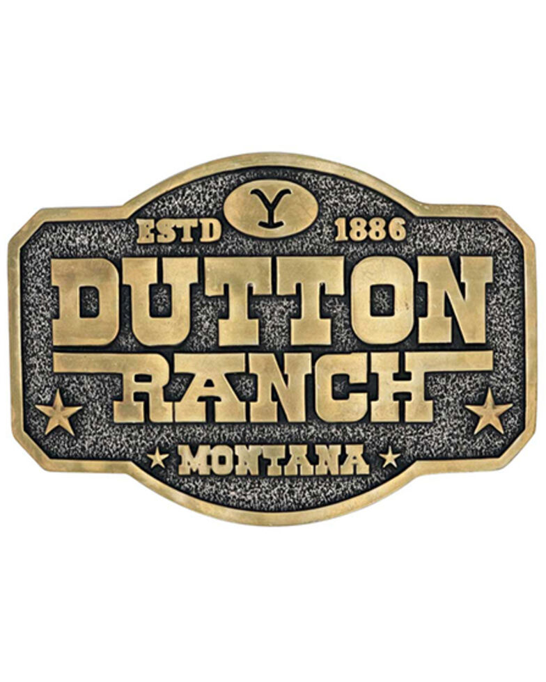 Montana Silversmiths Men's Dutton Ranch Montana Two-Tone Belt Buckle, Gold, hi-res