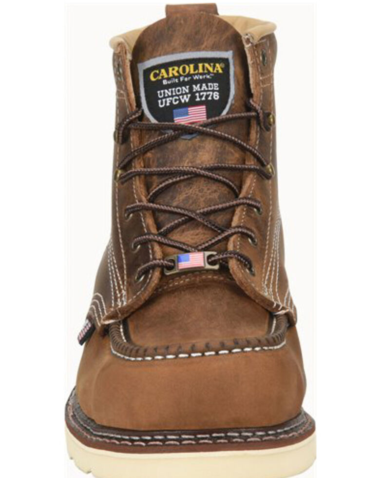 Carolina Men's AMP USA Lace-Up Work Boots - Soft Toe, Brown, hi-res