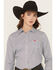 Image #1 - Cinch Women's Geo Print Long Sleeve Button-Down Stretch Western Shirt, Grey, hi-res
