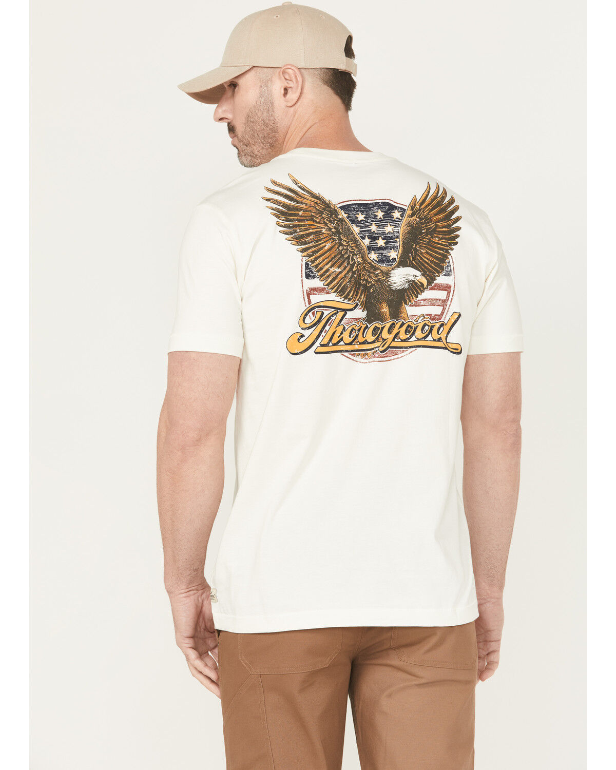 Image #1 - Thorogood Men's Freedom Eagle Short Sleeve Graphic Work T-Shirt, White, hi-res