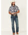 Jack Daniel's Men's Large Plaid Print Logo Short Sleeve Snap Western Shirt , Black, hi-res