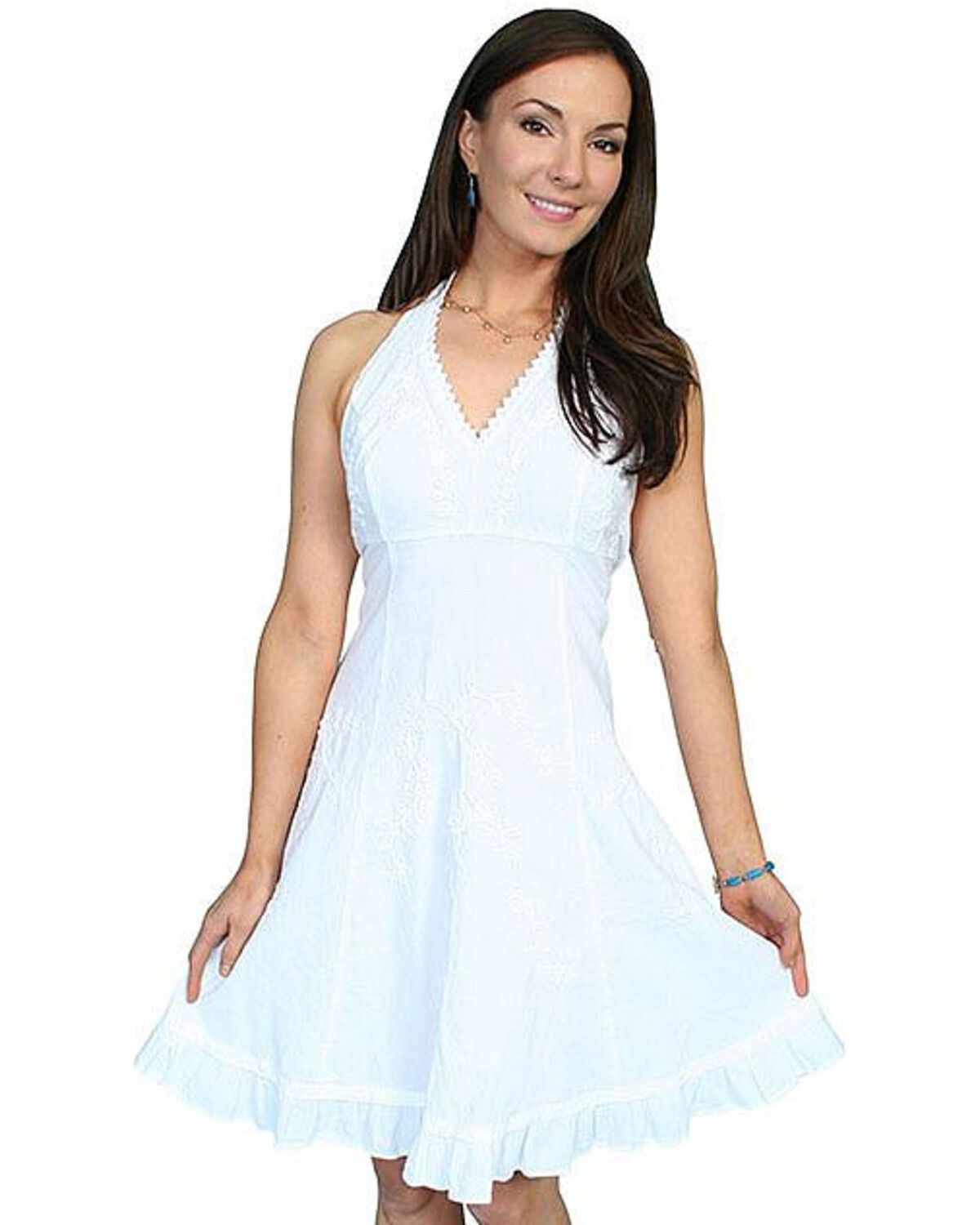 Image #1 - Scully Women's Sweetheart Halter Top Mini Dress, White, hi-res
