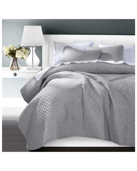 Image #1 - HiEnd Accents Anna 3pc Coverlet Set - King, Grey, hi-res